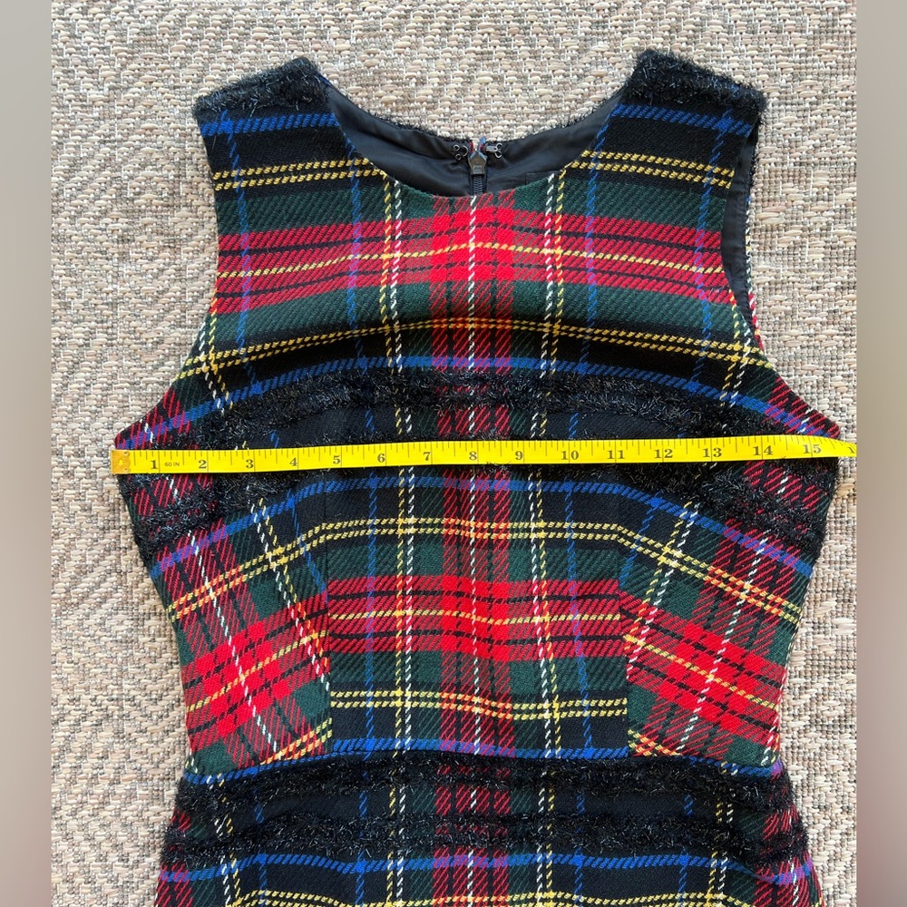 NWOT JCrew Dress Womens Size 0 Sheath Holiday Dress in Lurex Stewart Tartan - Picture 2 of 8